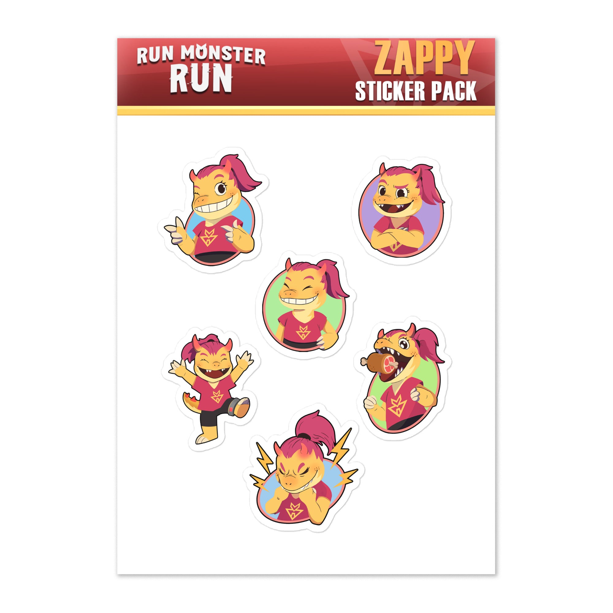 Zappy Sticker Pack glossy monster stickers by Run Monster Run