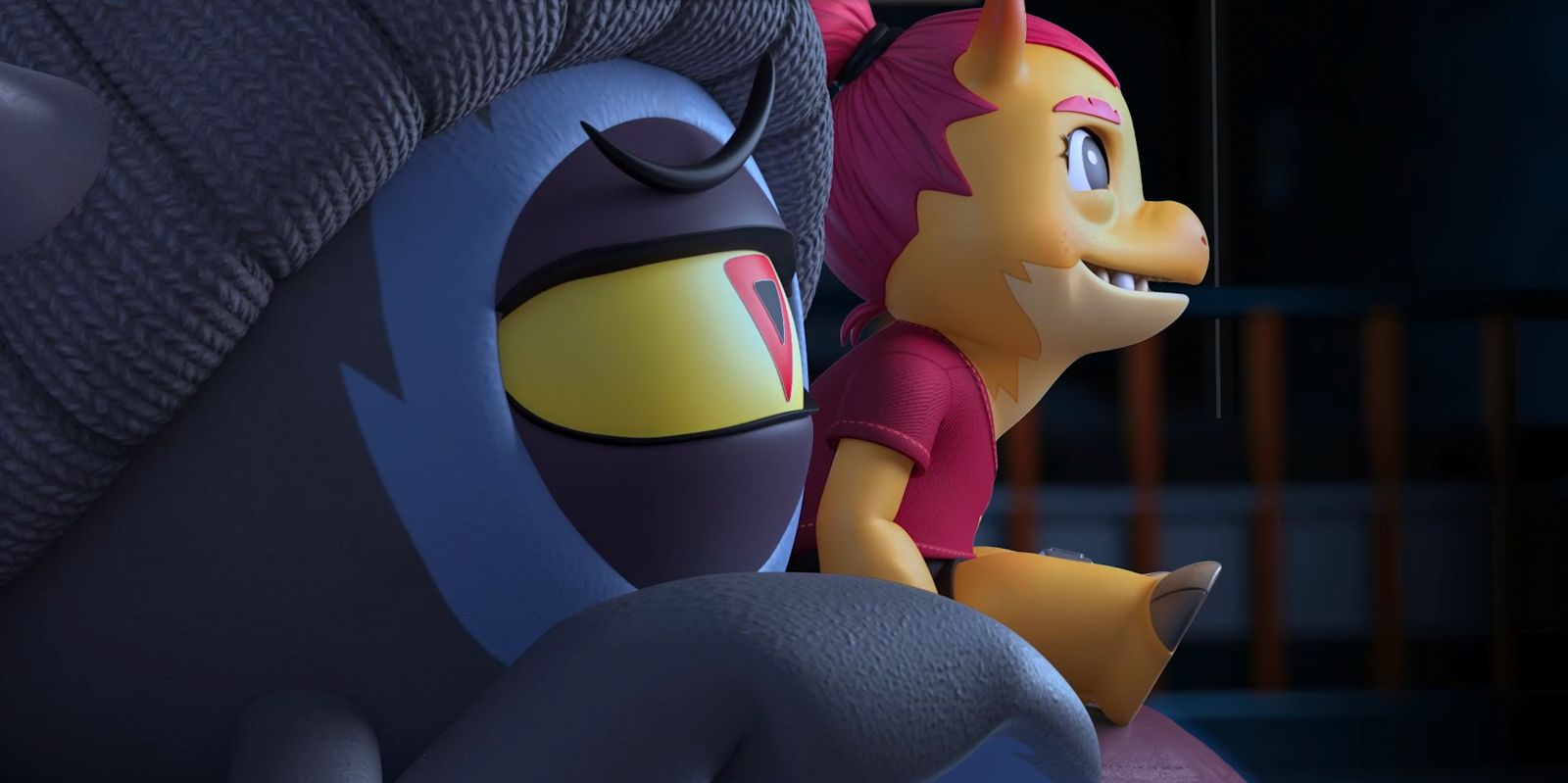 Gloom and Zappy cinematic still from the pilot episode